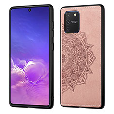 Custodia Silicone Ultra Sottile Morbida Cover con Magnetico S03D per Samsung Galaxy M80S Oro Rosa