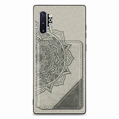 Custodia Silicone Ultra Sottile Morbida Cover con Magnetico S03D per Samsung Galaxy Note 10 Plus 5G Grigio