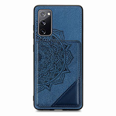 Custodia Silicone Ultra Sottile Morbida Cover con Magnetico S03D per Samsung Galaxy S20 FE (2022) 5G Blu