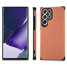 Custodia Silicone Ultra Sottile Morbida Cover con Magnetico S03D per Samsung Galaxy S21 Ultra 5G Arancione