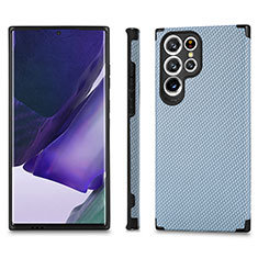 Custodia Silicone Ultra Sottile Morbida Cover con Magnetico S03D per Samsung Galaxy S21 Ultra 5G Blu