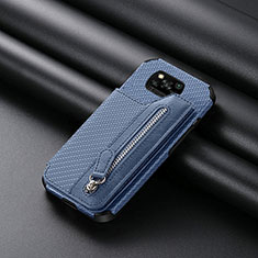 Custodia Silicone Ultra Sottile Morbida Cover con Magnetico S03D per Xiaomi Poco X3 Blu