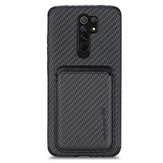 Custodia Silicone Ultra Sottile Morbida Cover con Magnetico S03D per Xiaomi Redmi 9 Prime India Nero