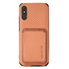 Custodia Silicone Ultra Sottile Morbida Cover con Magnetico S03D per Xiaomi Redmi 9i Marrone