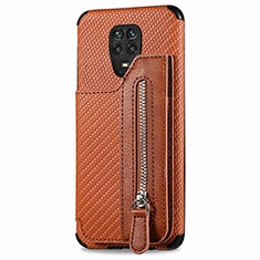 Custodia Silicone Ultra Sottile Morbida Cover con Magnetico S03D per Xiaomi Redmi Note 9 Pro Marrone