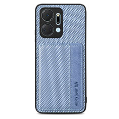 Custodia Silicone Ultra Sottile Morbida Cover con Magnetico S04D per Huawei Honor X7a Blu