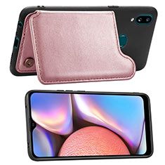 Custodia Silicone Ultra Sottile Morbida Cover con Magnetico S04D per Samsung Galaxy A10s Oro Rosa