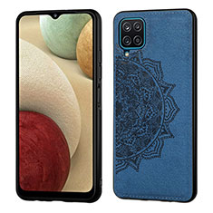 Custodia Silicone Ultra Sottile Morbida Cover con Magnetico S04D per Samsung Galaxy A12 Blu