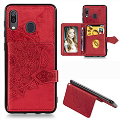 Custodia Silicone Ultra Sottile Morbida Cover con Magnetico S04D per Samsung Galaxy A20 Rosso