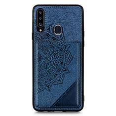 Custodia Silicone Ultra Sottile Morbida Cover con Magnetico S04D per Samsung Galaxy A20s Blu