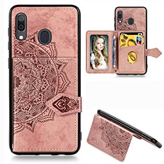 Custodia Silicone Ultra Sottile Morbida Cover con Magnetico S04D per Samsung Galaxy A30 Oro Rosa