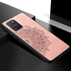 Custodia Silicone Ultra Sottile Morbida Cover con Magnetico S04D per Samsung Galaxy A91 Oro Rosa