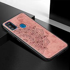 Custodia Silicone Ultra Sottile Morbida Cover con Magnetico S04D per Samsung Galaxy M21 Oro Rosa