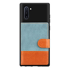 Custodia Silicone Ultra Sottile Morbida Cover con Magnetico S04D per Samsung Galaxy Note 10 5G Blu