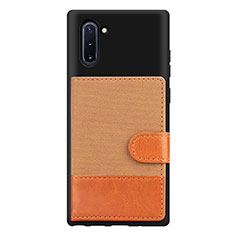 Custodia Silicone Ultra Sottile Morbida Cover con Magnetico S04D per Samsung Galaxy Note 10 5G Marrone