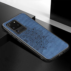 Custodia Silicone Ultra Sottile Morbida Cover con Magnetico S04D per Samsung Galaxy S20 Ultra 5G Blu