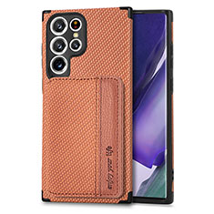 Custodia Silicone Ultra Sottile Morbida Cover con Magnetico S04D per Samsung Galaxy S21 Ultra 5G Marrone
