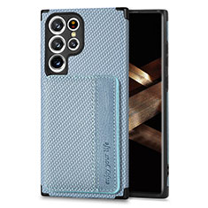 Custodia Silicone Ultra Sottile Morbida Cover con Magnetico S04D per Samsung Galaxy S24 Ultra 5G Blu
