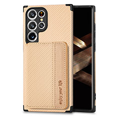Custodia Silicone Ultra Sottile Morbida Cover con Magnetico S04D per Samsung Galaxy S24 Ultra 5G Oro