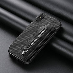 Custodia Silicone Ultra Sottile Morbida Cover con Magnetico S04D per Xiaomi Redmi 9A Nero