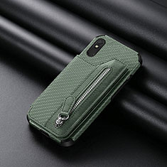 Custodia Silicone Ultra Sottile Morbida Cover con Magnetico S04D per Xiaomi Redmi 9A Verde
