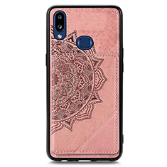 Custodia Silicone Ultra Sottile Morbida Cover con Magnetico S05D per Samsung Galaxy A10s Oro Rosa