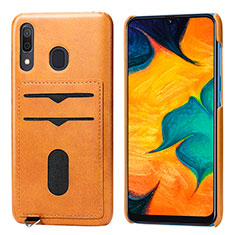 Custodia Silicone Ultra Sottile Morbida Cover con Magnetico S05D per Samsung Galaxy A20 Arancione