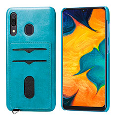 Custodia Silicone Ultra Sottile Morbida Cover con Magnetico S05D per Samsung Galaxy A20 Blu