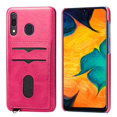 Custodia Silicone Ultra Sottile Morbida Cover con Magnetico S05D per Samsung Galaxy A20 Rosa Caldo