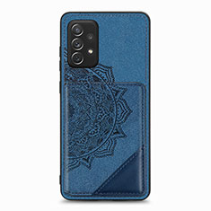 Custodia Silicone Ultra Sottile Morbida Cover con Magnetico S05D per Samsung Galaxy A52 5G Blu