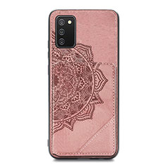 Custodia Silicone Ultra Sottile Morbida Cover con Magnetico S05D per Samsung Galaxy F02S SM-E025F Oro Rosa