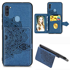 Custodia Silicone Ultra Sottile Morbida Cover con Magnetico S05D per Samsung Galaxy M11 Blu