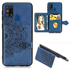 Custodia Silicone Ultra Sottile Morbida Cover con Magnetico S05D per Samsung Galaxy M21s Blu