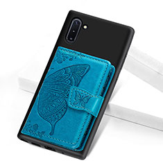 Custodia Silicone Ultra Sottile Morbida Cover con Magnetico S05D per Samsung Galaxy Note 10 5G Blu
