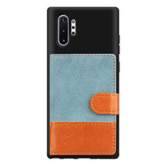 Custodia Silicone Ultra Sottile Morbida Cover con Magnetico S05D per Samsung Galaxy Note 10 Plus 5G Blu