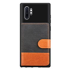 Custodia Silicone Ultra Sottile Morbida Cover con Magnetico S05D per Samsung Galaxy Note 10 Plus 5G Nero