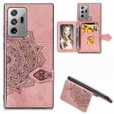 Custodia Silicone Ultra Sottile Morbida Cover con Magnetico S05D per Samsung Galaxy Note 20 Ultra 5G Oro Rosa