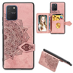 Custodia Silicone Ultra Sottile Morbida Cover con Magnetico S05D per Samsung Galaxy S10 Lite Oro Rosa