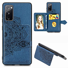 Custodia Silicone Ultra Sottile Morbida Cover con Magnetico S05D per Samsung Galaxy S20 FE 5G Blu