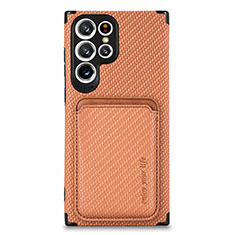 Custodia Silicone Ultra Sottile Morbida Cover con Magnetico S05D per Samsung Galaxy S21 Ultra 5G Arancione