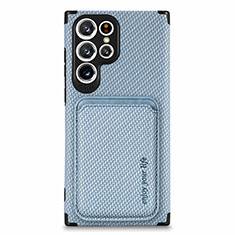 Custodia Silicone Ultra Sottile Morbida Cover con Magnetico S05D per Samsung Galaxy S21 Ultra 5G Blu