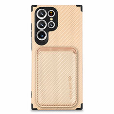 Custodia Silicone Ultra Sottile Morbida Cover con Magnetico S05D per Samsung Galaxy S22 Ultra 5G Oro
