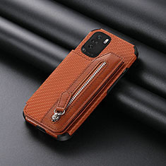 Custodia Silicone Ultra Sottile Morbida Cover con Magnetico S05D per Xiaomi Mi 11i 5G Marrone
