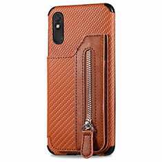 Custodia Silicone Ultra Sottile Morbida Cover con Magnetico S05D per Xiaomi Redmi 9A Marrone