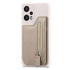 Custodia Silicone Ultra Sottile Morbida Cover con Magnetico S05D per Xiaomi Redmi Note 12 Turbo 5G Khaki