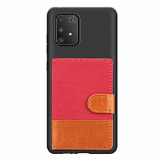 Custodia Silicone Ultra Sottile Morbida Cover con Magnetico S06D per Samsung Galaxy A91 Rosso