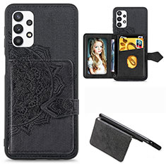 Custodia Silicone Ultra Sottile Morbida Cover con Magnetico S06D per Samsung Galaxy M32 5G Nero