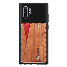 Custodia Silicone Ultra Sottile Morbida Cover con Magnetico S06D per Samsung Galaxy Note 10 Plus 5G Marrone