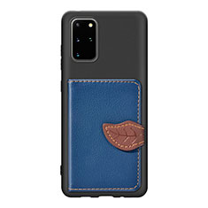 Custodia Silicone Ultra Sottile Morbida Cover con Magnetico S06D per Samsung Galaxy S20 Plus 5G Blu