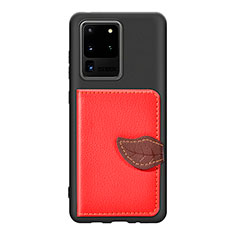 Custodia Silicone Ultra Sottile Morbida Cover con Magnetico S06D per Samsung Galaxy S20 Ultra 5G Rosso